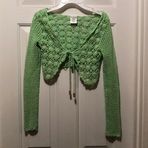 Lime green crochet sweater